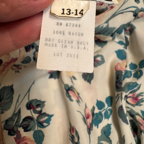 80’S VINTAGE E.D. MICHAELS Floral Women’s Dress Size 13/14 Pockets Modest Farm - Picture 10 of 15